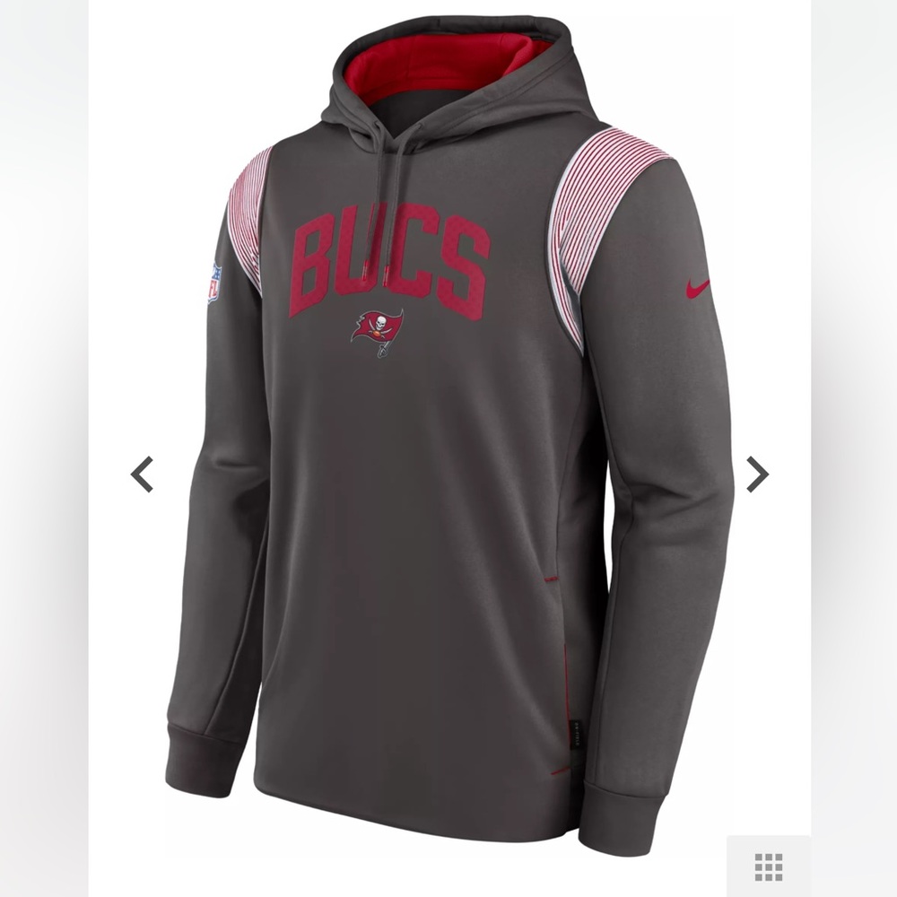 Nike Men's SMALL Tampa Bay Buccaneers Sideline Therma-FIT Grey Pullover Hoodie